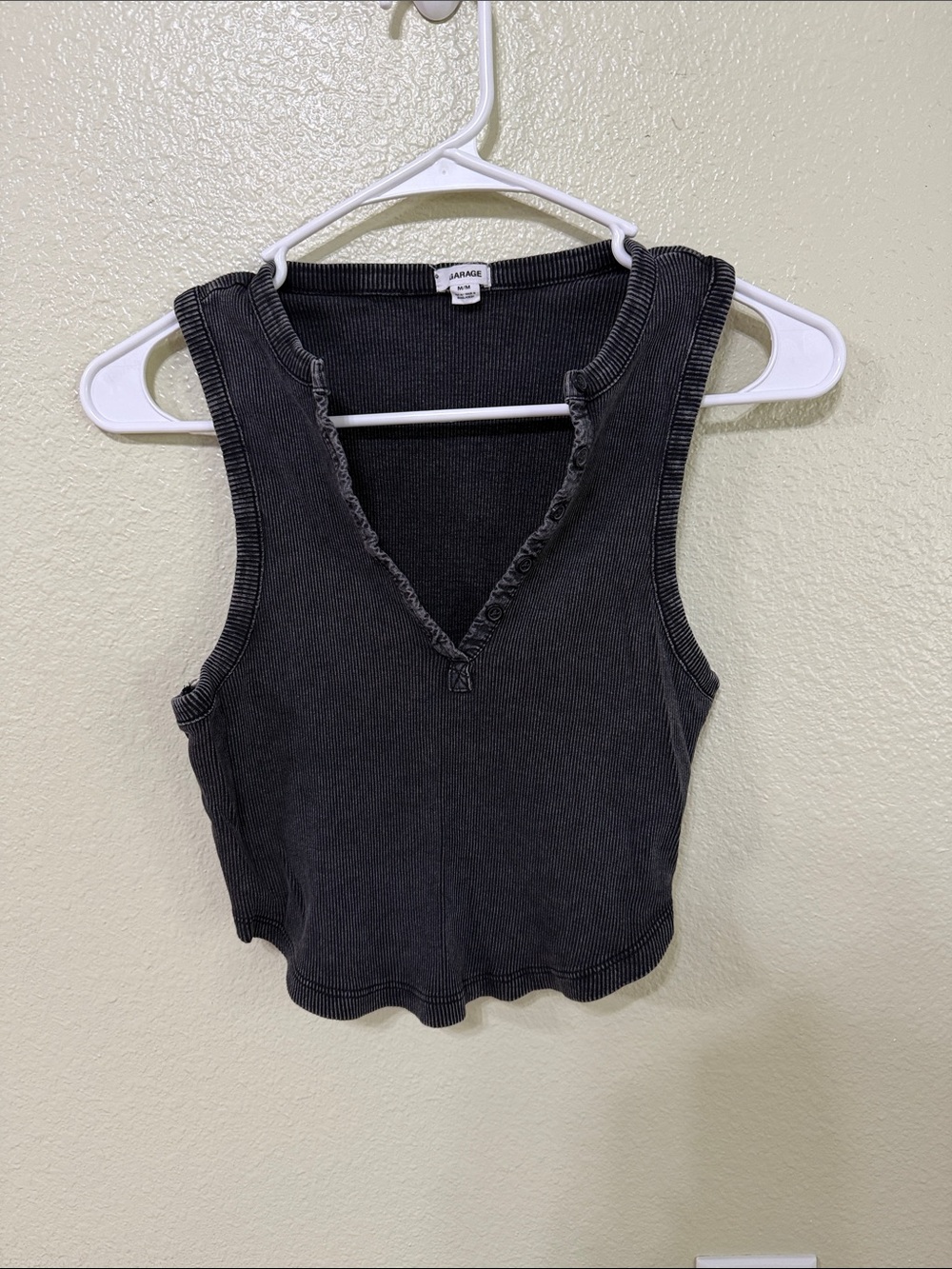 Garage Women's Charcoal Ribbed V-Neck Tank Top